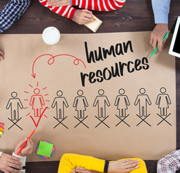 Human resources concept with team selecting the right candidate, representing recruitment and HR solutions.